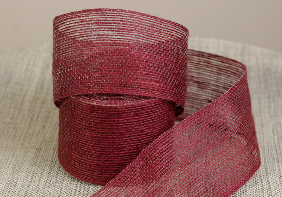 Стрічка з мішковини  (5 см *10 м), бургунді (бордовий) (1рулон)