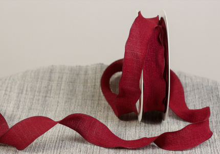 Стрічка "Хвиляста" (жатка) (2,5 см *9 м), бордовий (№011) (1рулон)