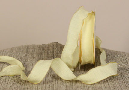 Стрічка "Хвиляста" (жатка) (2,5 см *9 м), жовтий (№242) (1рулон)