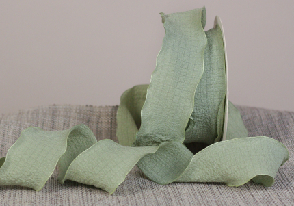 Стрічка "Хвиляста" (жатка) (4 см *9 м), оливковий (1рулон)