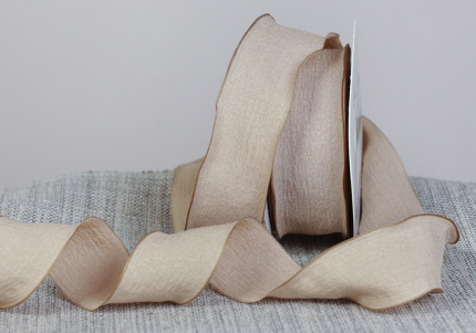 Стрічка "Хвиляста" (жатка) (4 см *9 м), тілесний (№155) (1рулон)