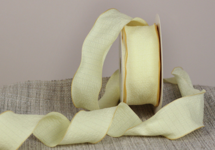 Стрічка "Хвиляста" (жатка) (4 см *9 м), жовтий (№242) (1рулон)