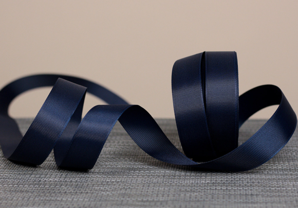 Репсова стрічка 2,5 см №370 темно-синя  (23 м) (1 рулон)