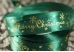 Атласна новорічна стрічка "Merry Christmas" Сніжинки та Зірки зелена (2,5 см *23 м)(1рулон)