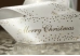 Атласна новорічна стрічка "Merry Christmas" Зірки біла (4,0 см *23 м) (1рулон)
