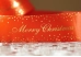 Атласна новорічна стрічка "Merry Christmas" Зірки червона (4,0 см *23 м) (1рулон)