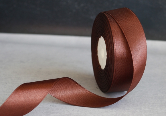 Стрічка атласна 2,5 см,  шоколадний (№177)