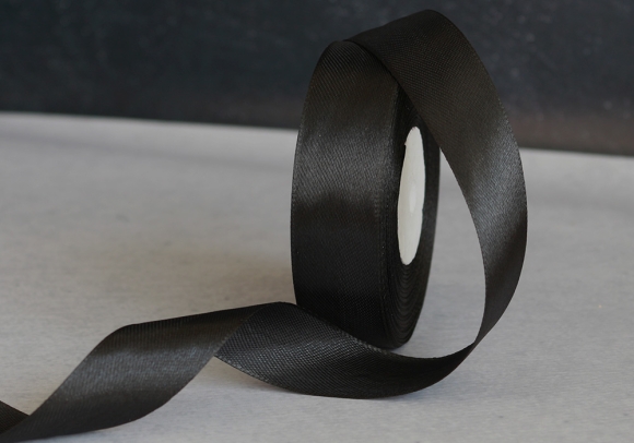 Стрічка атласна 2,5 см,  чорний (№39)