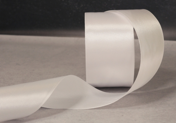 Стрічка атласна 4 см, білий (№01)