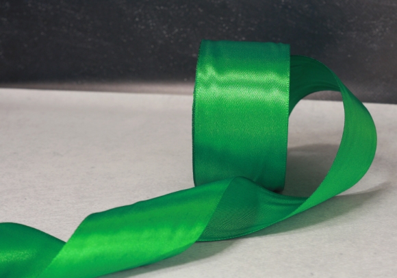 Стрічка атласна 5 см, зелений (теплий) (№19)