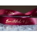 Стрічка атласна з надписом "Beautiful Love" (2,5 см *30 м), бордовий (№010)