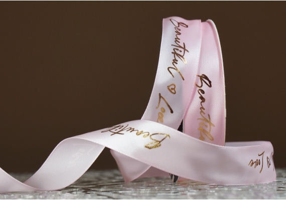 Стрічка атласна з надписом "Beautiful Love" (2,5 см *30 м), світло-рожевий (№165) Стрічка атласна з надписом "Beautiful Love" (2,5 см *30 м), світло-рожевий (№165)