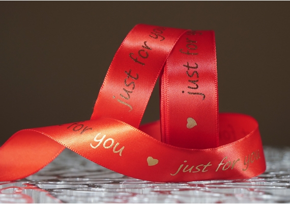Стрічка атласна з написом "Just for You" (2,5 см *18 м), червоний (№110) Стрічка атласна з написом "Just for You" (2,5 см *18 м), червоний (№110)