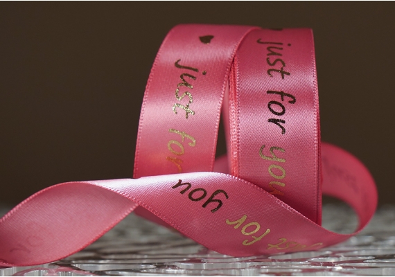 Стрічка атласна з написом "Just for You" (2,5 см *18 м), рожевий (№90) Стрічка атласна з написом "Just for You" (2,5 см *18 м), рожевий (№90)