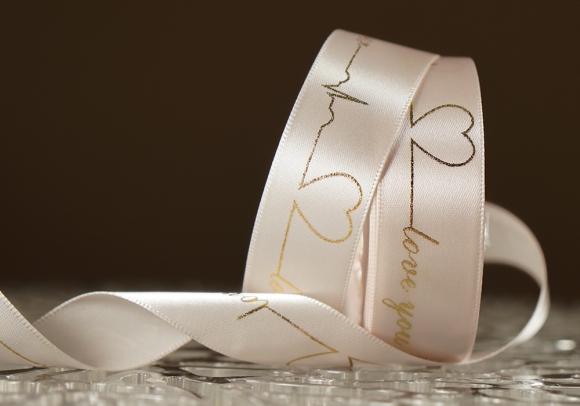 Стрічка атласна з написом "Love you forever" (2,5 см *18 м), блідо-рожевий (№92) (1рулон)