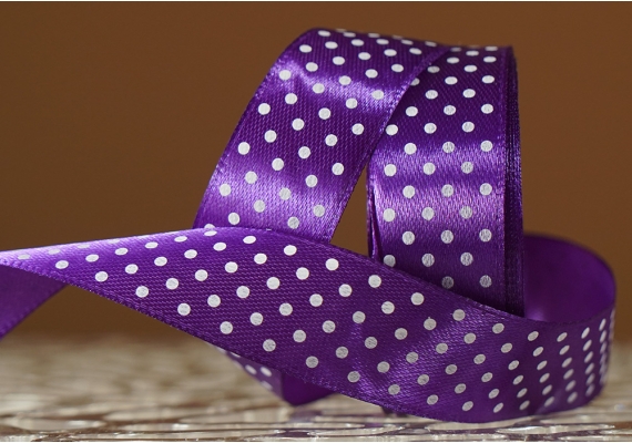 Атласна стрічка з принтом "ГОРОШОК" (2,5 см *45 м), пурпурно-фіолетовий (№182) Атласна стрічка з принтом "ГОРОШОК" (2,5 см *45 м), пурпурно-фіолетовий (№182)