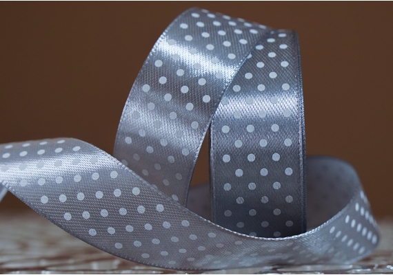 Атласна стрічка з принтом "ГОРОШОК" (2,5 см *45 м), срібний (№59) Атласна стрічка з принтом "ГОРОШОК" (2,5 см *45 м), срібний (№59)