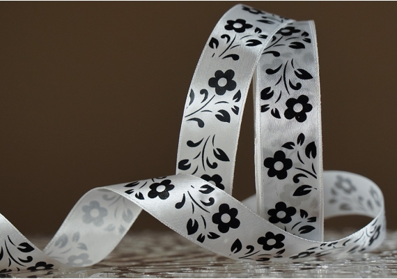 Атласна стрічка з принтом "КВІТИ" (2,5 см *45 м), білий (чорні квіти)(№01m)(1 рулон) Атласна стрічка з принтом "КВІТИ" (2,5 см *45 м), білий (чорні квіти)(№01m)(1 рулон)