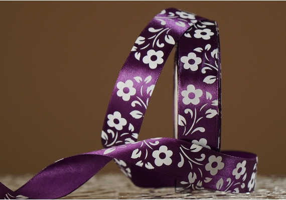 Атласна стрічка з принтом "КВІТИ" (2,5 см *45 м), пурпурно-фіолетовий (№182m) (1 рулон) Атласна стрічка з принтом "КВІТИ" (2,5 см *45 м), пурпурно-фіолетовий (№182m) (1 рулон)