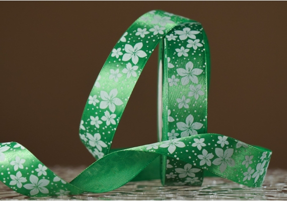 Атласна стрічка з принтом "КВІТИ-2" (2,5 см *45 м), зелений (№19m)(1 рулон) Атласна стрічка з принтом "КВІТИ-2" (2,5 см *45 м), зелений (№19m)(1 рулон)