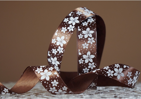 Атласна стрічка з принтом "КВІТИ-2" (2,5 см *45 м), коричневий (№32m)(1 рулон) Атласна стрічка з принтом "КВІТИ-2" (2,5 см *45 м), коричневий (№32m)(1 рулон)