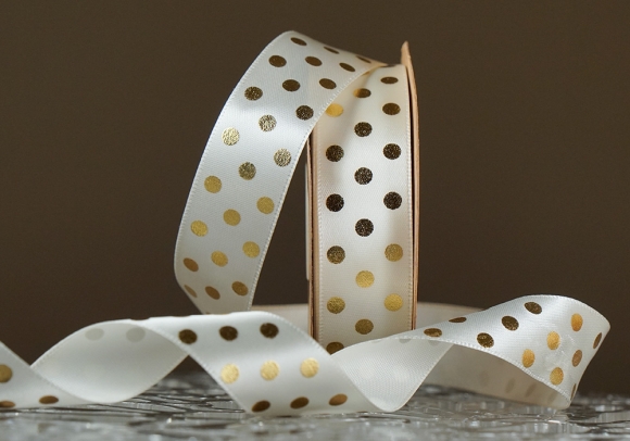 Атласна стрічка з принтом "ГОРОХ" молочний (№18825) (2,5 см *18.5 м) Атласна стрічка з принтом "ГОРОХ" молочний (№18825) (2,5 см *18.5 м)