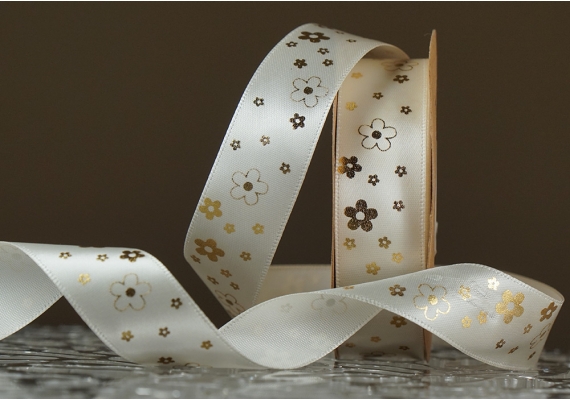 Атласна стрічка з принтом "КВІТИ" молочний (№19025) (2,5 см *18.5 м) Атласна стрічка з принтом "КВІТИ" молочний (№19025) (2,5 см *18.5 м)
