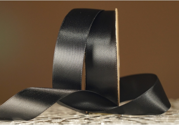 Стрічка двостороння атласна 2,5 см, чорний (№110)