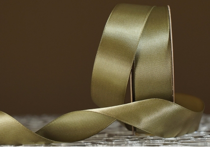 Стрічка двостороння атласна 2,5 см, оливковий (№152)