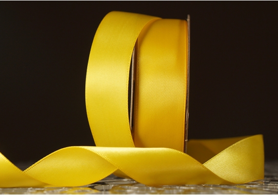 Стрічка двостороння атласна 2,5 см, жовтий (№161) Стрічка двостороння атласна 2,5 см, жовтий (№161)