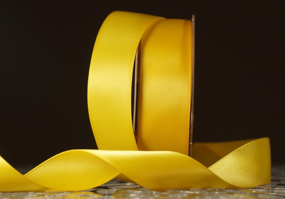 Стрічка двостороння атласна 2,5 см, жовтий (№161)