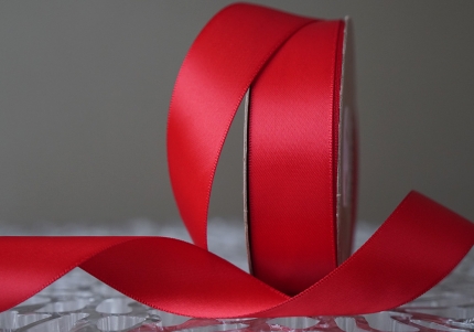 Стрічка двостороння атласна 2,5 см, червоний (№39)