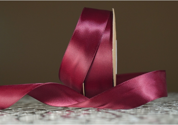 Стрічка двостороння атласна 2,5 см, червоно-бордовий (№44)