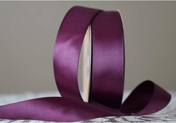 Стрічка двостороння атласна 2,5 см, сливовий (№45) Стрічка двостороння атласна 2,5 см, сливовий (№45)