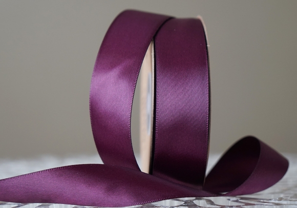 Стрічка двостороння атласна 2,5 см, сливовий (№45)