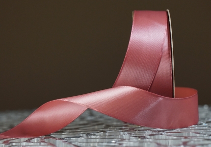 Стрічка двостороння атласна 2,5 см, кораловий (№46)