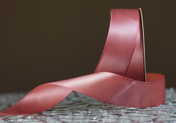 Стрічка двостороння атласна 2,5 см, кораловий (№46)