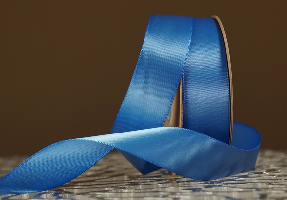 Стрічка двостороння атласна 2,5 см, світло-синій (№96)