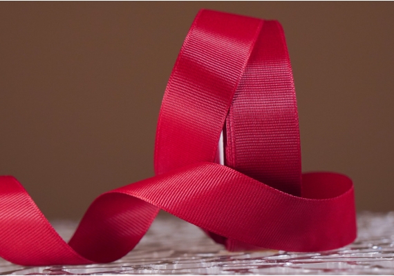 Стрічка репсова (2,5 см *23 м), червоний (темно-карміновий) (№0-260)