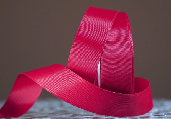 Стрічка репсова (2,5 см *23 м), червоний (карміновий) (№0-264)