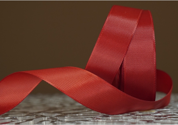 Стрічка репсова (2,5 см *23 м), червоний оксамитовий (теплий) (№210)