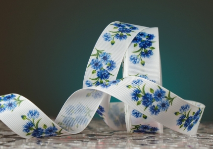 Стрічка репсова Волошка (Український принт) (2,5 см *23 м) (1 рулон) Стрічка репсова Волошка (Український принт) (2,5 см *23 м) (1 рулон)