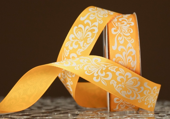 Репсова стрічка з принтом "КВІТИ-3" жовтий (2,5 см *23 м) (1 рулон) Репсова стрічка з принтом "КВІТИ-3" жовтий (2,5 см *23 м) (1 рулон)