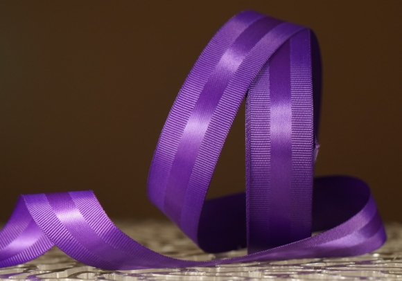 Стрічка репсова з атласною смугою (2,5 см *23 м), пурпурно-фіолетовий (№182) (1 рулон)