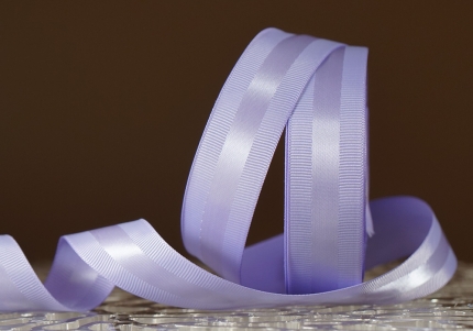 Стрічка репсова з атласною смугою (2,5 см *23 м), бузковий (№21) (1 рулон)