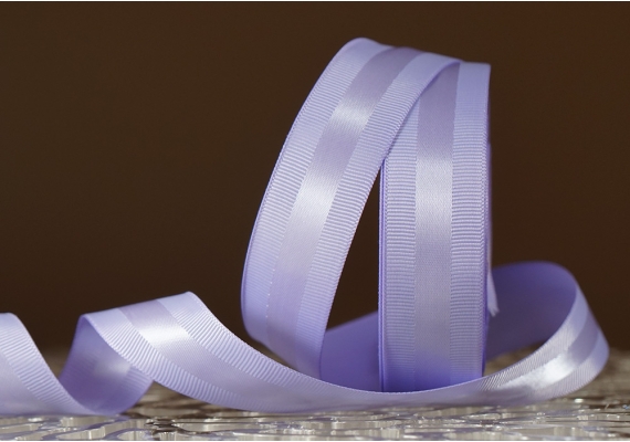 Стрічка репсова з атласною смугою (2,5 см *23 м), бузковий (№21) (1 рулон) Стрічка репсова з атласною смугою (2,5 см *23 м), бузковий (№21) (1 рулон)