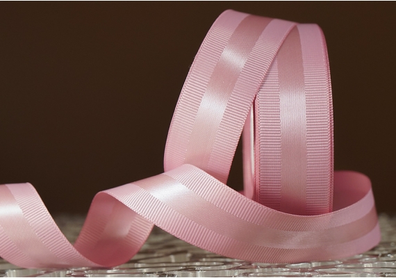 Стрічка репсова з атласною смугою (2,5 см *23 м), рожево-золотий (№41) (1 рулон) Стрічка репсова з атласною смугою (2,5 см *23 м), рожево-золотий (№41) (1 рулон)