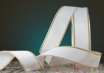 Репсова стрічка з люрексом, білий (№029) (2,5 см *23 м) (1 рулон)