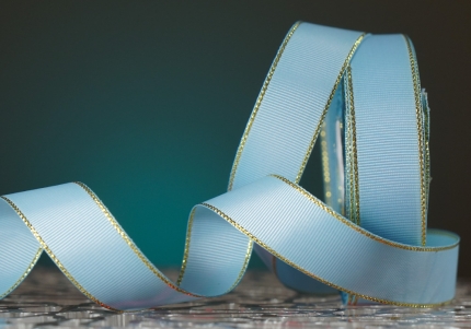 Репсова стрічка з люрексом, блакитний (№308) (2,5 см *23 м) (1 рулон)