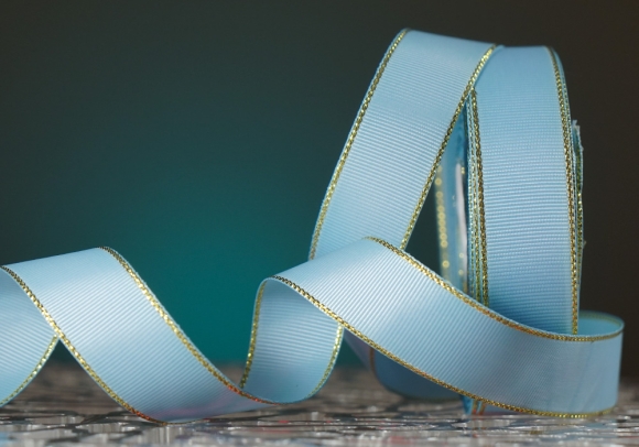 Репсова стрічка з люрексом, блакитний (№308) (2,5 см *23 м) (1 рулон) Репсова стрічка з люрексом, блакитний (№308) (2,5 см *23 м) (1 рулон)